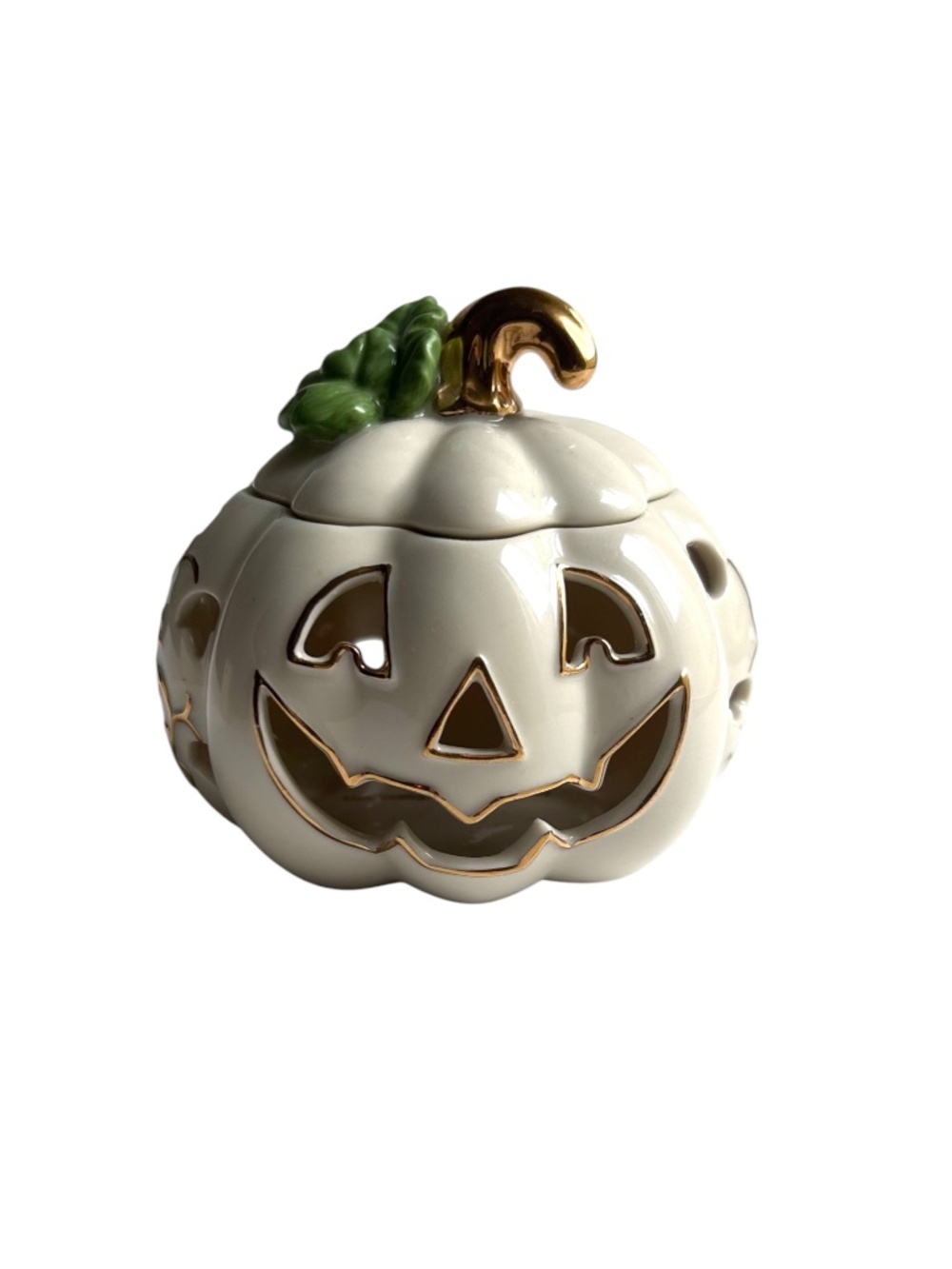 NWOT Lenox Pumpkin Halloween Jack-o-Lantern Tea Light Candle Holder